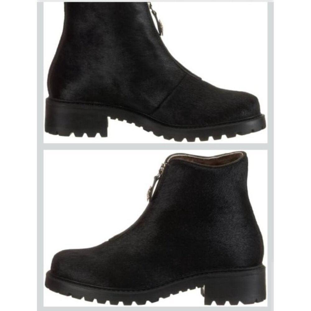 Diavolezza Women's Boots Shearling Black Ankle Boots Fur Zip Front Winter Shoes